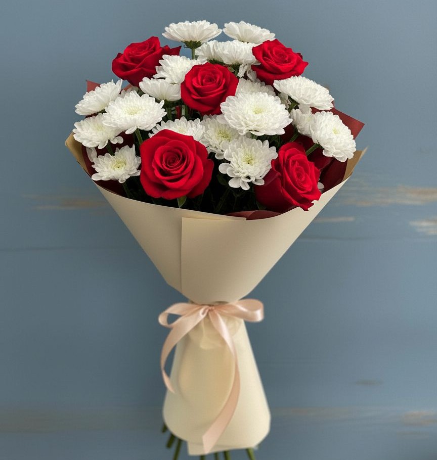 Букет цветов из: Розы и Хризантемы во Власово