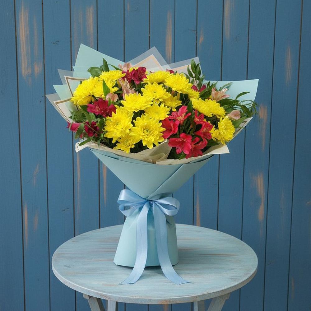 Букет цветов из: Альстромерии и Хризантемы во Власово