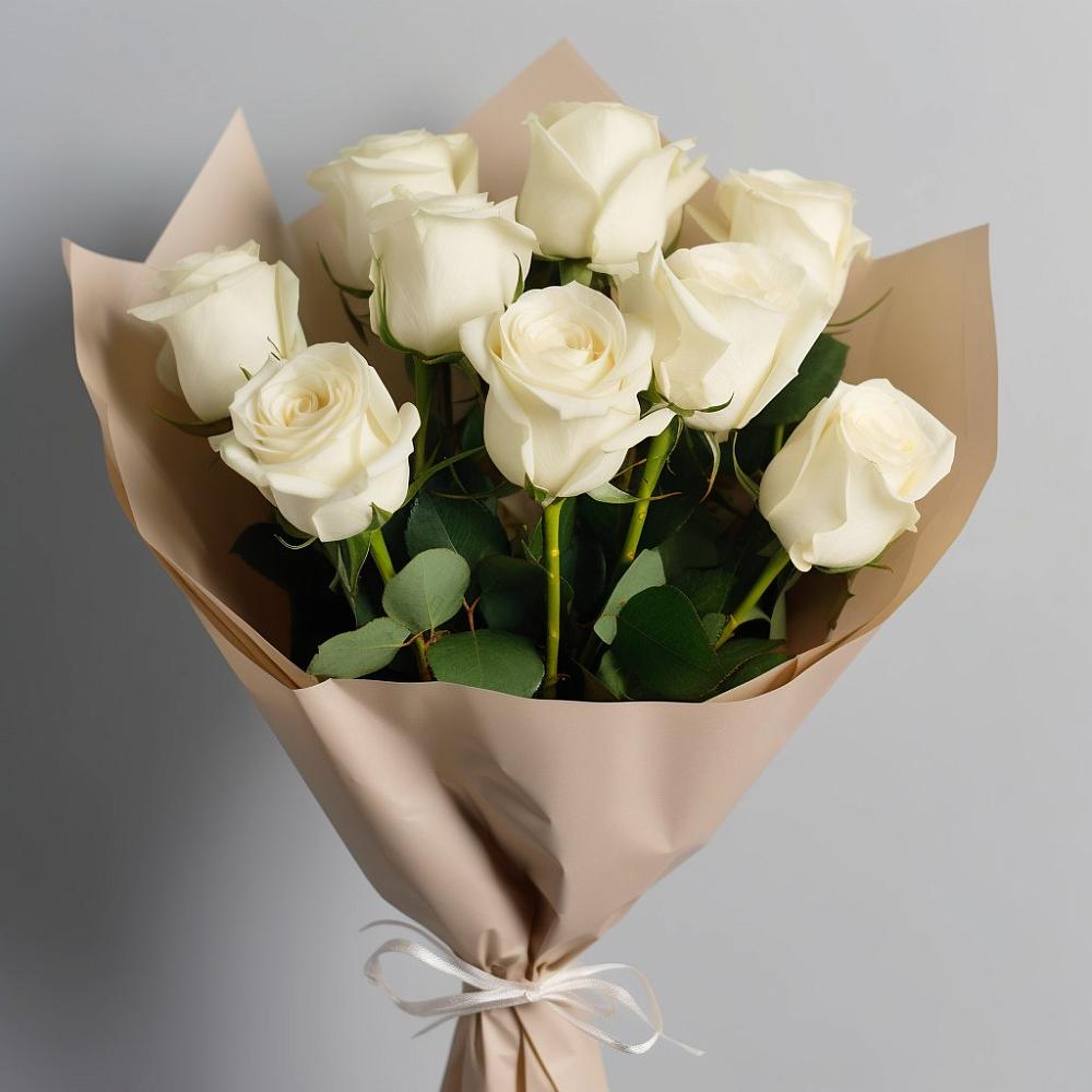 Букет 9 Белых роз Эдлесс Лав во Власово