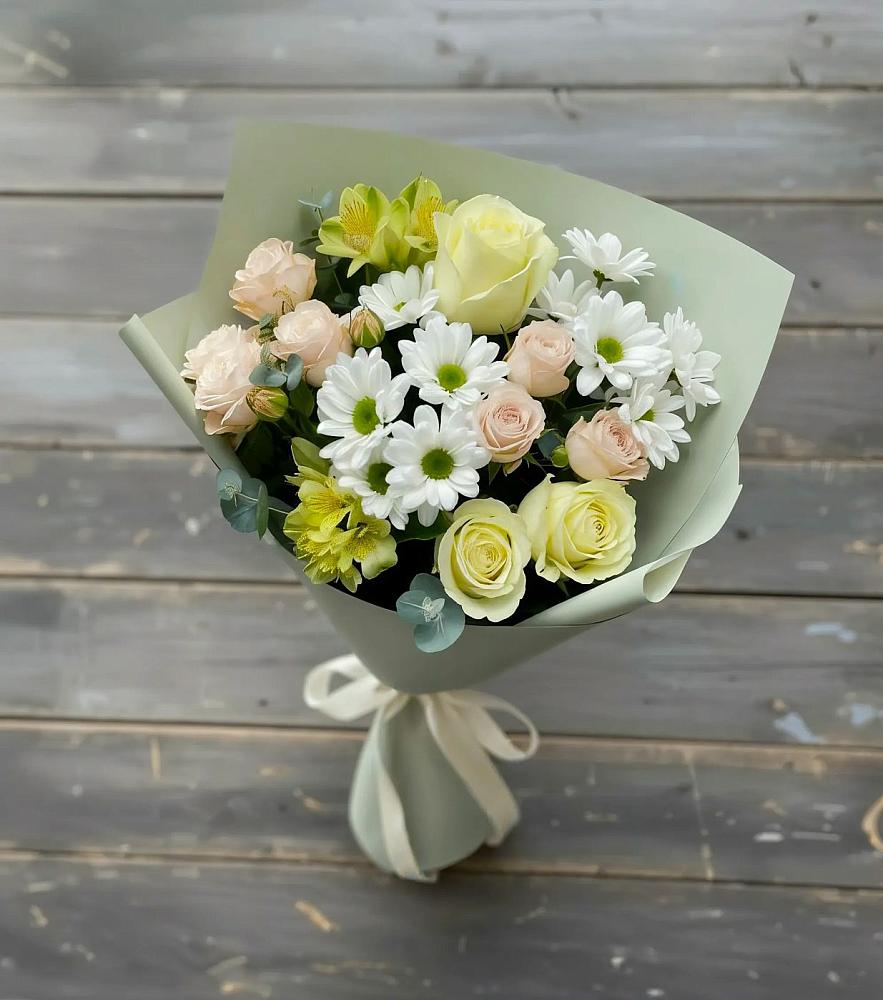 Букет цветов из: Альстромерии, Розы и Хризантемы во Власово