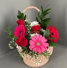 Цветочная композиция из Розы, Хризантемы и Герберы в корзине #REPLACE_PRED# Власово
