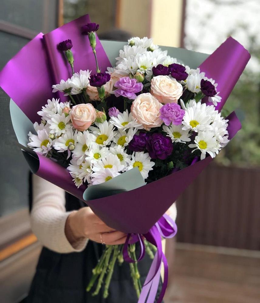 Букет цветов из: Хризантемы, Гвоздики и Розы во Власово