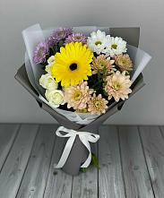 Букет цветов из:  Розы, Герберы и Хризантемы во Власово