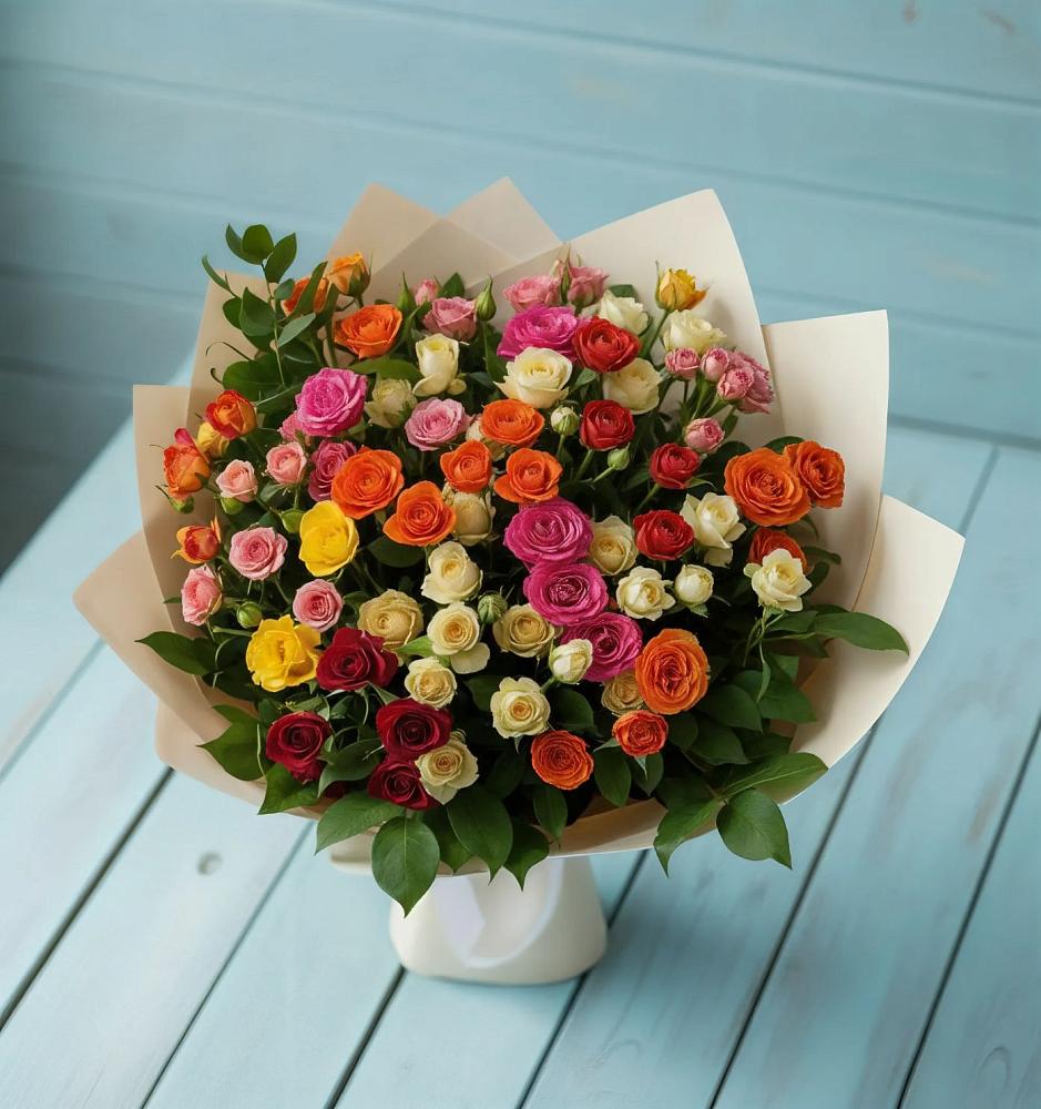 Букет Микс из разноцветных кустовых роз во Власово