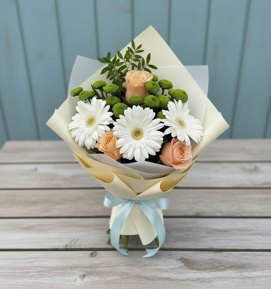 Букет цветов из: Герберы, Розы и Хризантемы во Власово