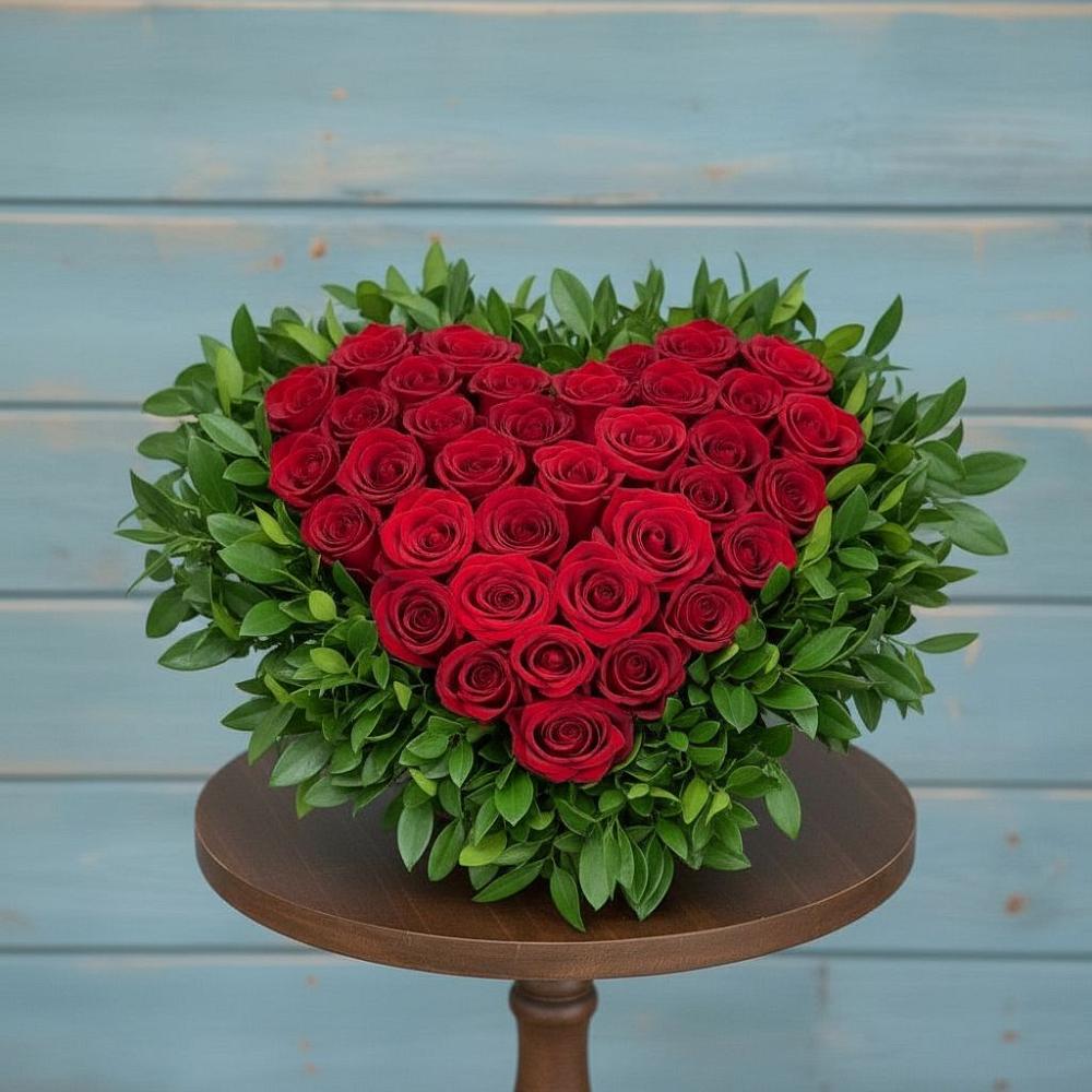 Цветочная композиция из Розы в виде сердца во Власово