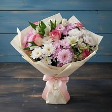 Букет цветов из:  Хризантемы, Альстромерии и Розы во Власово