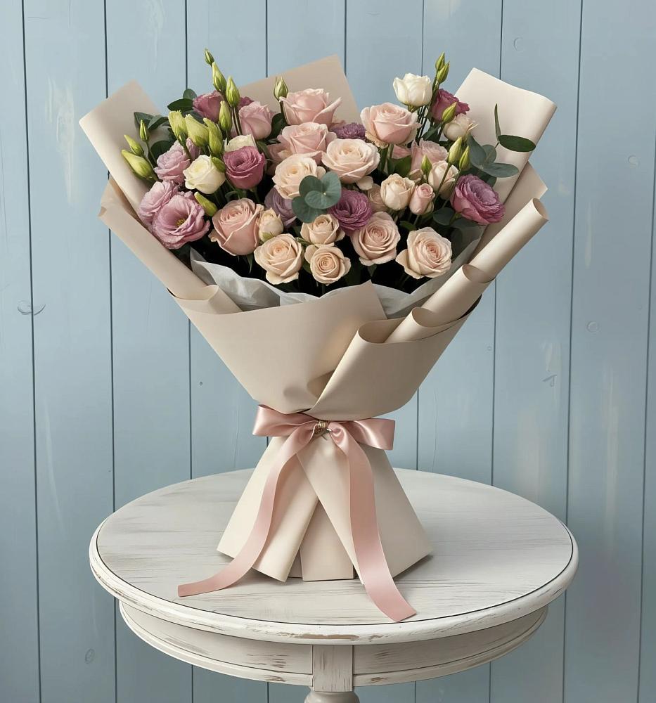 Букет цветов из: Розы и Лизиантусы во Власово