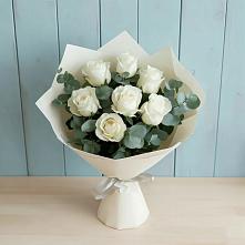 Букет Белые розы в Эвкалипте #REPLACE_PRED# Власово