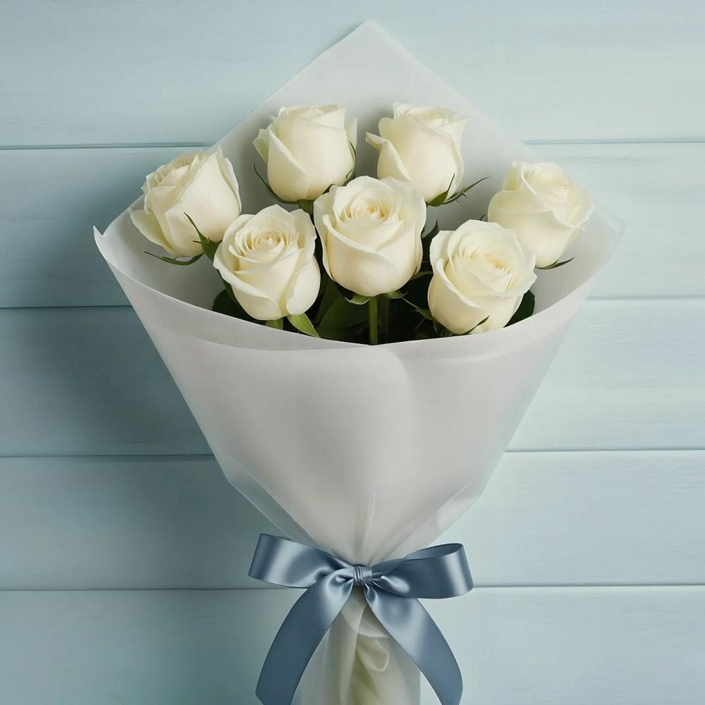 Букет 7 Белых роз Эдлесс Лав во Власово