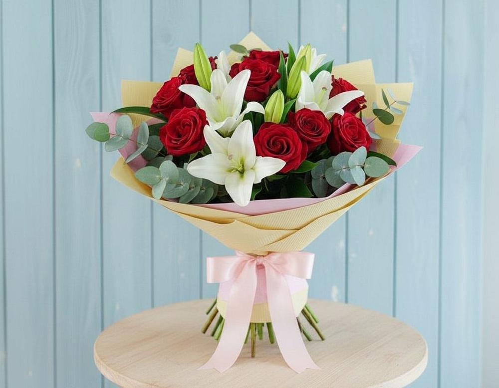 Букет цветов из: Лилии и Розы во Власово